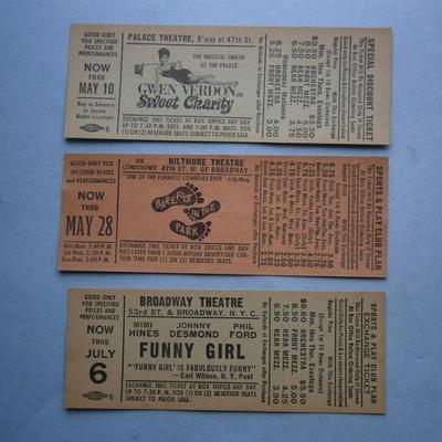(3) 1960's discount tickets for BAREFOOT IN THE PARK+