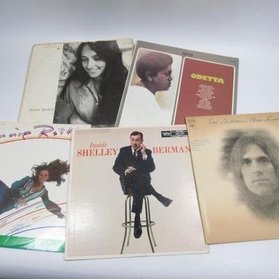 Lot of 5 Vintage Vinyl 33 RPM Albums - BAEZ, RAITT, ODETTA, etc