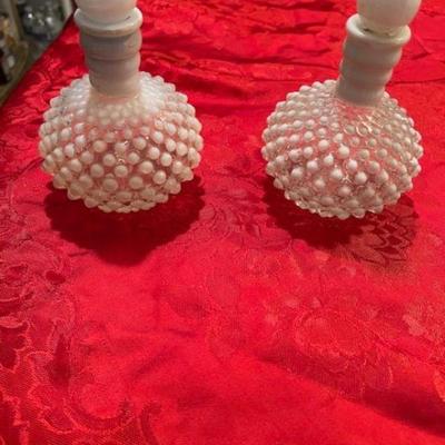Price $15
 Set of 2 Vintage Hobnob opalescent perfume bottles