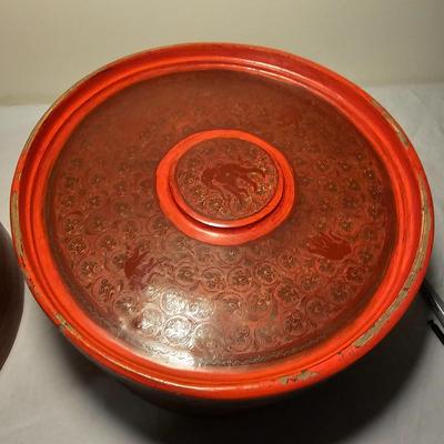 Lacquered Rice Box & Two Betel Nut Boxes (BS-JS)