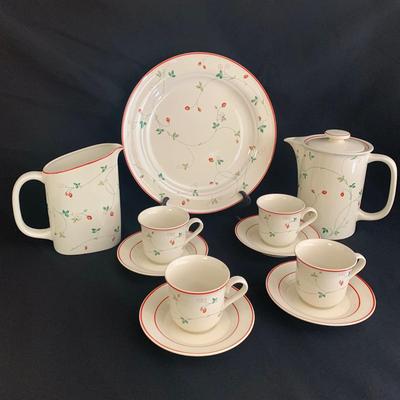 Epoch Strawberry Time Tea Cups and Pitcher plus other Strawberry Themed Treasures (K-KW)