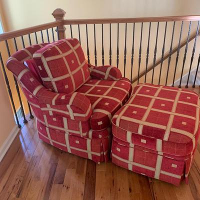Sherrill Furniture Red Armchair with Ottoman (LR-KW)