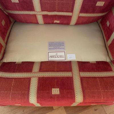 Sherrill Furniture Red Armchair with Ottoman (LR-KW)