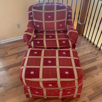 Sherrill Furniture Red Armchair with Ottoman (LR-KW)