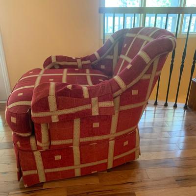 Sherrill Furniture Red Armchair with Ottoman (LR-KW)