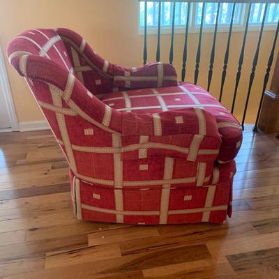 Sherrill Furniture Red Armchair with Ottoman (LR-KW)