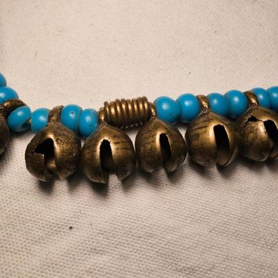 Naga Bells & Blue Trade Bead Necklace (BS-JS)