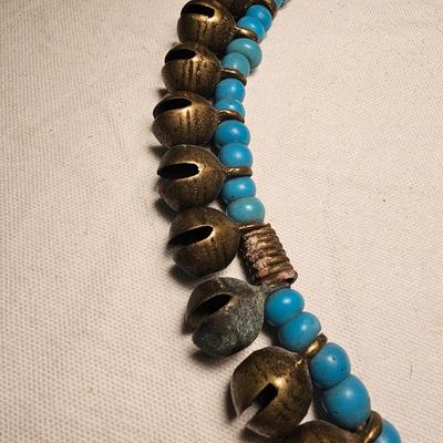 Naga Bells & Blue Trade Bead Necklace (BS-JS)