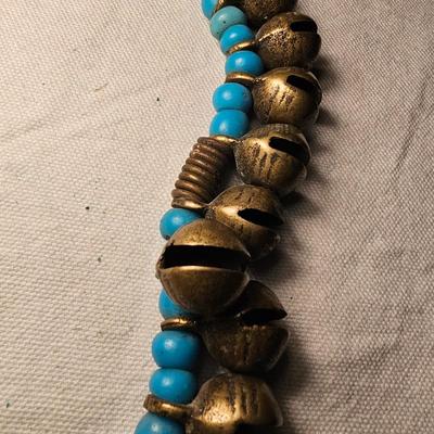 Naga Bells & Blue Trade Bead Necklace (BS-JS)