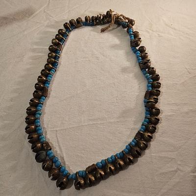 Naga Bells & Blue Trade Bead Necklace (BS-JS)