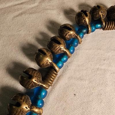 Naga Bells & Blue Trade Bead Necklace (BS-JS)