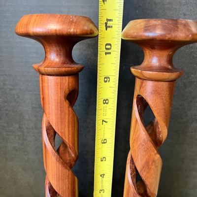 Vintage MCM Wood Candlestick Holders Lot