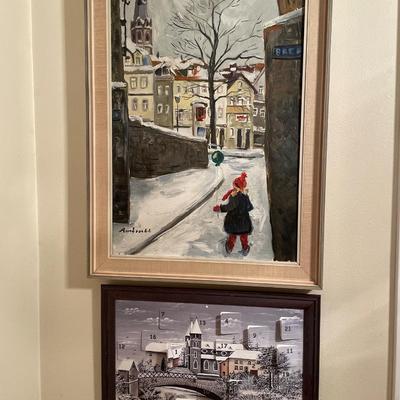 Child with balloon oil painting and 24 days to Christmas in German