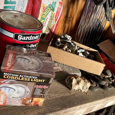 Garage wall & workbench of stuff