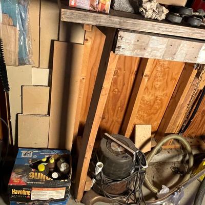 Garage wall & workbench of stuff