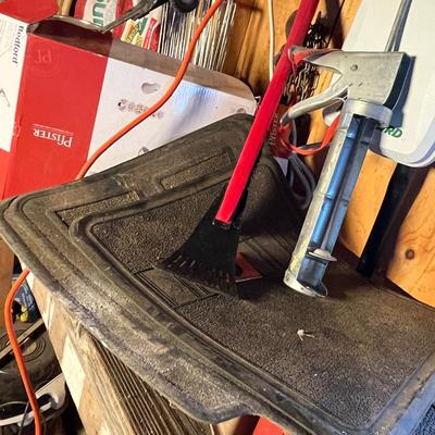 Garage wall & workbench of stuff