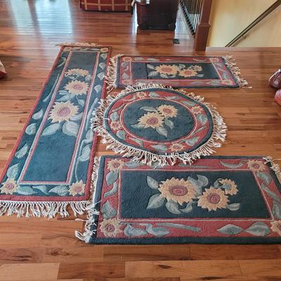 Set of Four Tufted Floral Area Rugs (LR-CE)