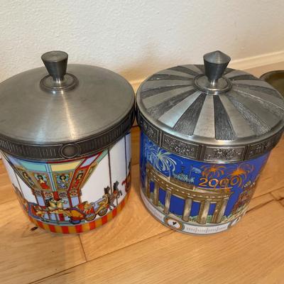 Schmidt ceramic jars with pewter lids