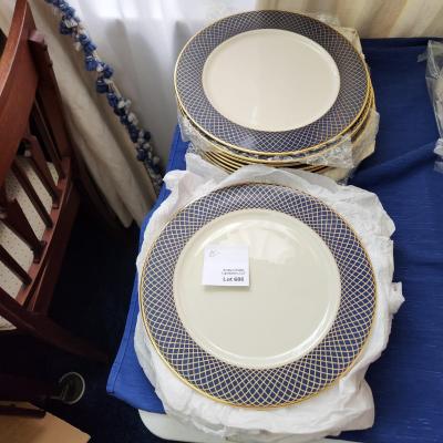 15 Lenox China Charger Service Plates Blue Gold Ivory Georgetown