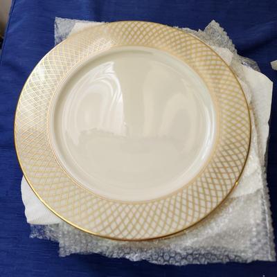 7 Lenox China West Point Charger Service Plates Gold Ivory