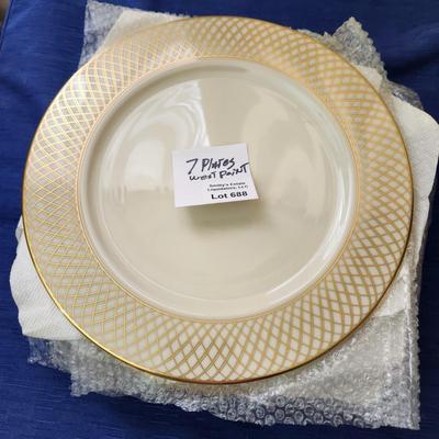 7 Lenox China West Point Charger Service Plates Gold Ivory