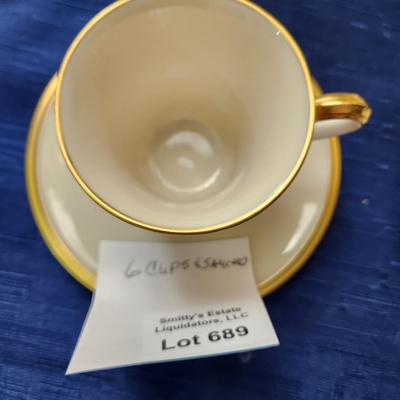 Set Of 6 Lenox China Eternal Cup and Saucer Sets