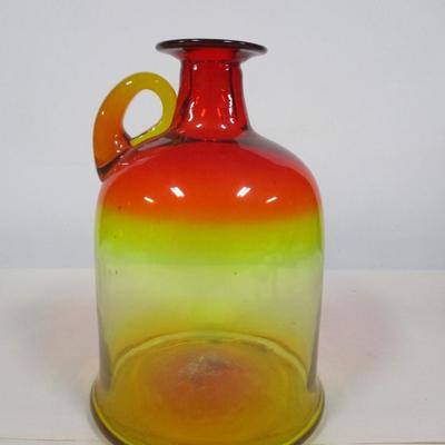 Vintage Hand Blown Glass Amberina Tangerine Jug
