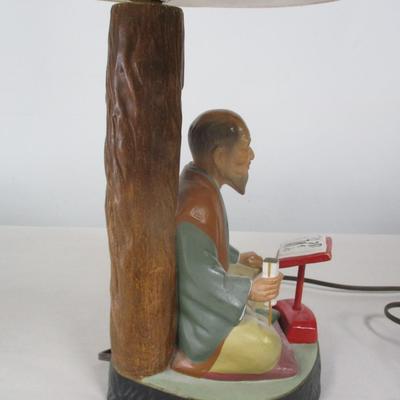 Vintage Oriental Lamp Asian Man Sitting Hakata Urusaki Dolls