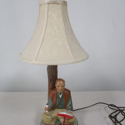 Vintage Oriental Lamp Asian Man Sitting Hakata Urusaki Dolls