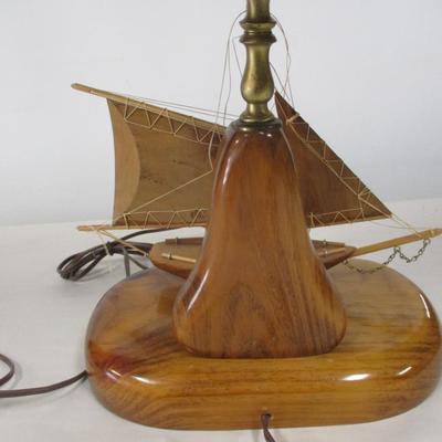 Nautical Wood Sail Boat Lamp