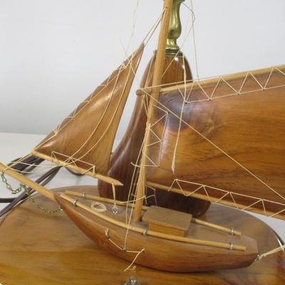 Nautical Wood Sail Boat Lamp