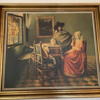 Framed The Glass of Wine by Johannes Vermeer