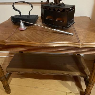 Side table with vintage irons
