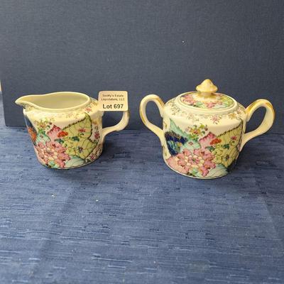 Mottahedeh Portugal Tobacco Leaf Creamer Sugar bowl Vista Alegre