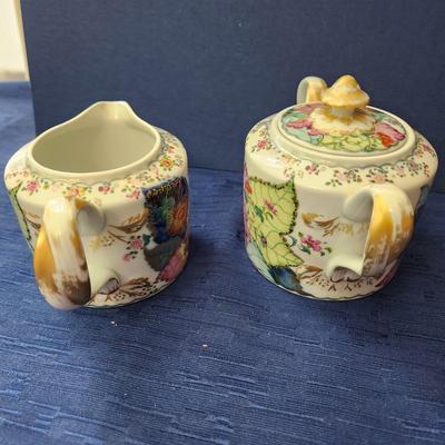 Mottahedeh Portugal Tobacco Leaf Creamer Sugar bowl Vista Alegre