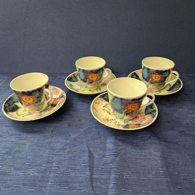 4 sets Mottahedeh Portugal Tobacco Leaf Cup & Saucers Vista Alegre