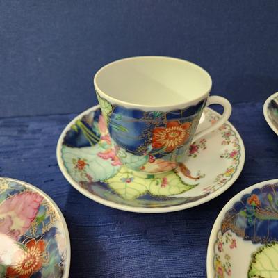 4 sets Mottahedeh Portugal Tobacco Leaf Cup & Saucers Vista Alegre