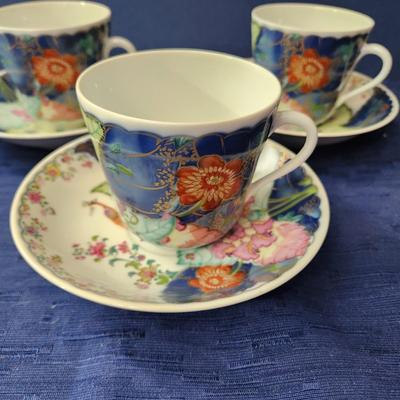 4 sets Mottahedeh Portugal Tobacco Leaf Cup & Saucers Vista Alegre