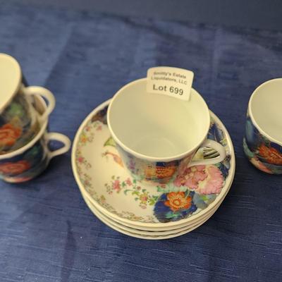 4 sets Mottahedeh Portugal Tobacco Leaf Cup & Saucers Vista Alegre