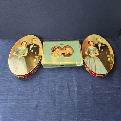 3 Vintage British England Biscuit Tins 1953 Queen Elizabeth Coronation Tins
