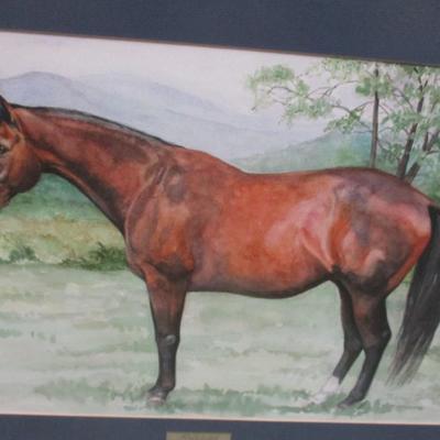 Framed Horse Painting Art Approx 31 1/2
