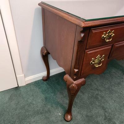 4 Drawer Lowboy Chest by Lexington Cherry Wood w Glass Top 36x20x30h