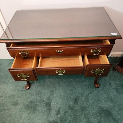 4 Drawer Lowboy Chest by Lexington Cherry Wood w Glass Top 36x20x30h