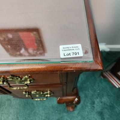 4 Drawer Lowboy Chest by Lexington Cherry Wood w Glass Top 36x20x30h