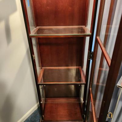 Lighted Curio Display Cabinet w 3 Adjustable Shelves 23x12x74