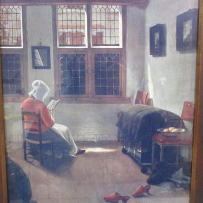 Framed Copy Of Artist Painter Jan Venneen Dutch Interior Artwork Approx 17