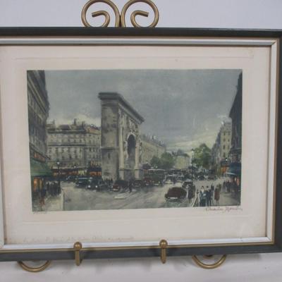 Framed & Signed Cityscape Drawing Art Approx 16
