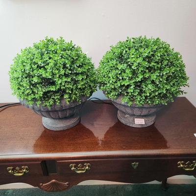 Pair Artificial Boxwood plants in pots indoor outdoor patio Decor