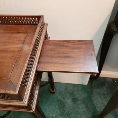 Chippendale Style Square Table w Pull out 13x13x27H