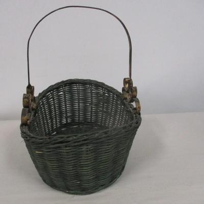 Vintage Metal Handled Wicker Basket